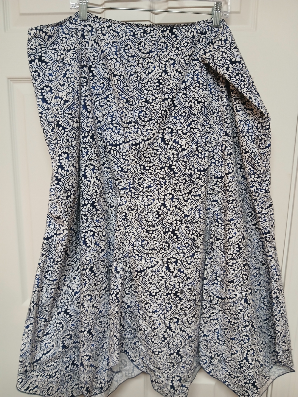 Women's Navy and White Printed A-line Skirt 28w Plus 4x Long